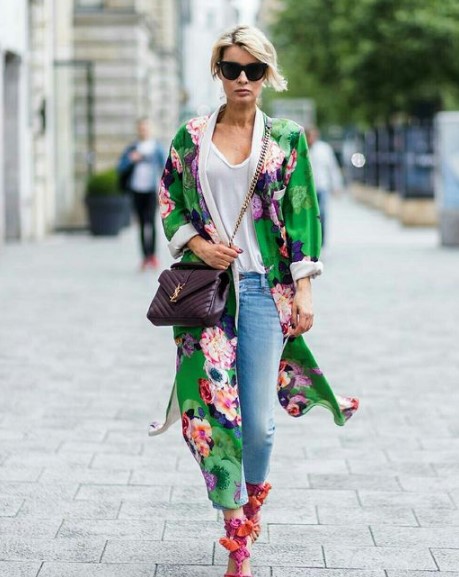 yeşil kimono kombini