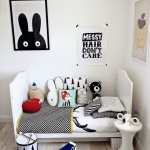 Siyah beyaz sevimli çocuk odası dekorasyonu