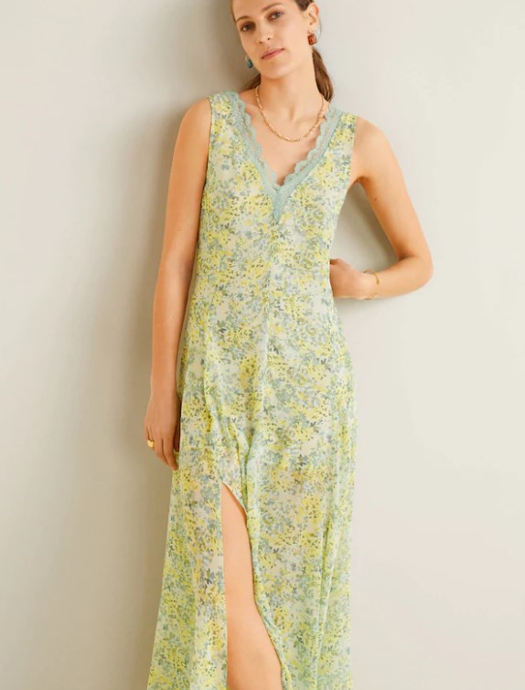 mango çiçek desenli yazlık elbise modeli 2019